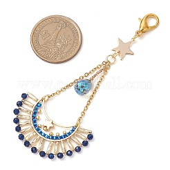 Moon Star Synthetic Blue Spinel & Glass Seed Pendant Decoration&nbsp;HJEW-MZ00115