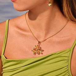 304 Stainless Steel 3D Flower Pendant Necklaces for Women&nbsp;WGDBDE2-01
