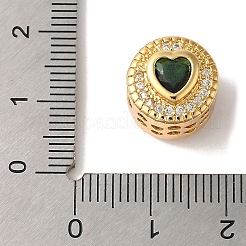 Heart Real 18K Gold Plated Brass Micro Pave Cubic Zirconia European Beads&nbsp;KK-G511-01G