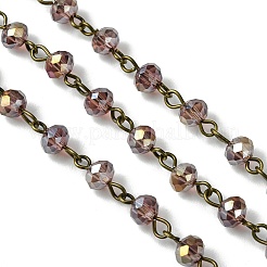 Handmade Electroplate Glass Faceted Rondelle Beads Chains for Necklaces Bracelets Making&nbsp;AJEW-JB00147