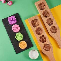 Flat Round & Square & Flower Wooden Press Mooncake Molds&nbsp;BAKE-SZ0001-03
