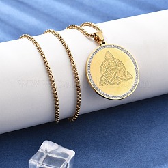 201 Stainless Steel Rhinestone Pendant Necklaces for Women&nbsp;LS-NJEW-U021-06P