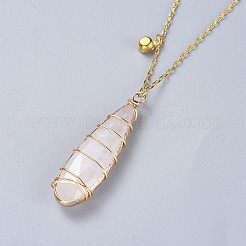 Natural Quartz Crystal Pendants Necklaces and Dangle Earrings Jewelry Sets&nbsp;SJEW-JS01026