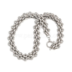 13.5MM 304 Stainless Steel Panther Chain OT Necklaces for Women&nbsp;NJEW-G179-03P