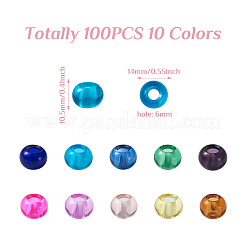 100Pcs 10 Colors Transparent Glass European Beads&nbsp;GLAA-CD0001-12