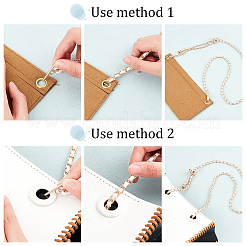 Braided PU Leather & Iron Chain Bag Handles&nbsp;FIND-WH0143-21KCG-02