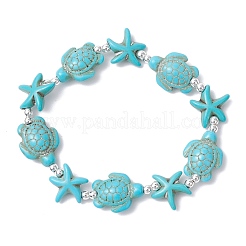 Synthetic Turquoise Beaded Stretch Bracelets for Men Women&nbsp;BJEW-JB11761-02