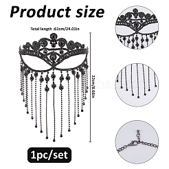 1Pc Alloy Rhinestone Tassel Masquerade Masks&nbsp;AJEW-FH0009-04B