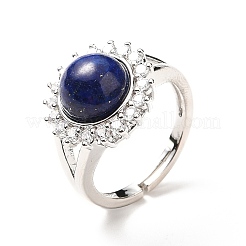 Natural Lapis Lazuli Adjustable Rings&nbsp;RJEW-P043-02P-20