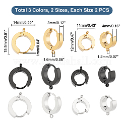 12Pcs 6 Style 304 Stainless Steel Hoop Earrings Findings&nbsp;STAS-UN0043-23