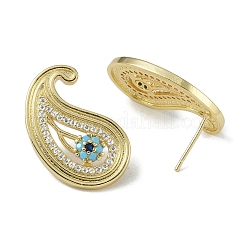 Rack Plating Brass With Cubic Zirconia Stud Earrings&nbsp;EJEW-U006-01G