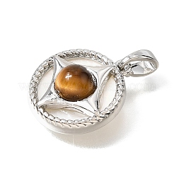 Natural Tiger Eye & Natural Shell Pendants&nbsp;KK-N289-08P-01