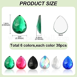 180Pcs 6 Colors Acrylic Rhinestone Flat Back Cabochons&nbsp;GACR-YW0001-04
