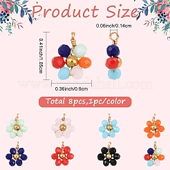8Pcs 8 Colors Glass with 304 Stainless Steel Pendants&nbsp;GLAA-YW0005-76