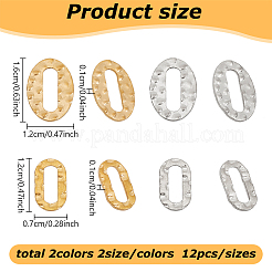 48Pcs 4 Styles Hammered 201 Stainless Steel Linking Rings&nbsp;STAS-GL0001-04
