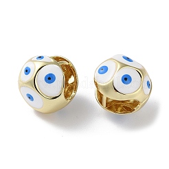 Round with Evil Eye Enamel Hook Earrings&nbsp;EJEW-M237-01G-02