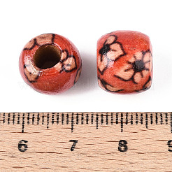 Printed Natural Wood Beads&nbsp;WOOD-N018-07B