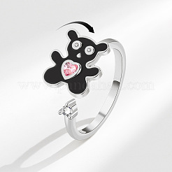 Brass Pave Cubic Zirconia Enamel Rotating Cuff Open Rings for Women&nbsp;FS-WGCF8B8-01