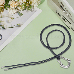 2Pcs 2 Colors Alloy Irregular Oval Pendant Imitation Leather Cord Wrap Chain Belts&nbsp;AJEW-GF0011-97