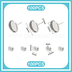 Flat Round 304 Stainless Steel Stud Earring Settings&nbsp;STAS-UN0060-72B