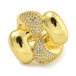 Rack Plating Brass Micro Pave Cubic Zirconia Cuff Rings for Women&nbsp;RJEW-I107-12G