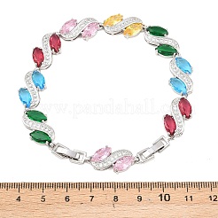 Platinum Tone Brass Micro Pave Cubic Zirconia Tennis Bracelets&nbsp;BJEW-B160-12P