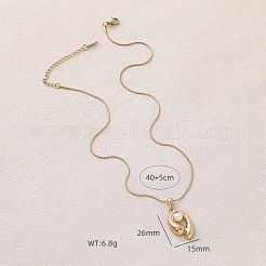 316 Surgical Stainless Steel with Imitation Pearl Oval Shape Pendant Necklaces for Women&nbsp;AT3261