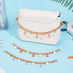 3Pcs 3 Styles Alloy Enamel with ABS Plastic Imitation Pearl Charm Iron Chain Bag Decorative Chains&nbsp;HJEW-PH02229
