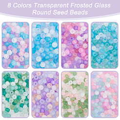 1904Pcs 8 Colors Transparent Frosted Glass Round Seed Beads&nbsp;GLAA-PH0003-82
