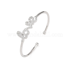 Brass Micro Pave Clear Cubic Zirconia Bangles&nbsp;BJEW-H209-07P