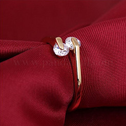 Real 18K Gold Plated Brass Cubic Zirconia Cuff Rings&nbsp;RJEW-EE0001-024C