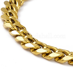 PVD Vacuum Plating 201 Stainless Steel Curb Chain Bracelet with 304 Stainless Steel Clasps for Men Women&nbsp;BJEW-M235-02C-G