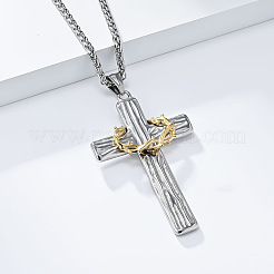 Two Tone 316L Surgical Stainless Steel Thorns Cross Pendant Necklaces&nbsp;FS-WG139DF-01