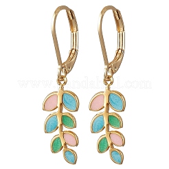 Leaf 304 Stainless Steel Enamel Leverback Earrings&nbsp;EJEW-JE06261