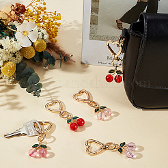 5Pcs 5 Colors Cherry Alloy Enamel Swivel Keychains&nbsp;KEYC-ME0001-05