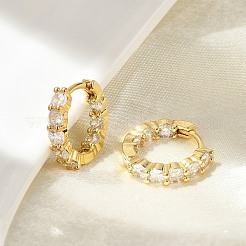 Brass Micro Pave Clear Cubic Zirconia Hoop Earrings&nbsp;EJEW-D311-136G