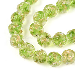 Handmade Gold Foil Glass Beads Strands&nbsp;FOIL-N029-04C