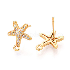 Brass Micro Pave Cubic Zirconia Stud Earring Findings&nbsp;X-KK-N263-24B-G