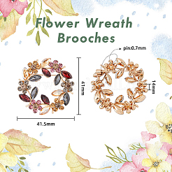 Flower Wreath Colorful Rhinestone Brooch&nbsp;JEWB-WH0026-19