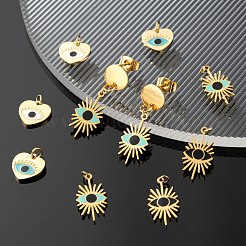 8Pcs 4 Style 316 Surgical Stainless Steel Enamel Pendants&nbsp;STAS-LS0001-78G