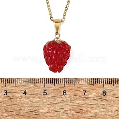 Handmade Lampwork Raspberry Pendant 304 Stainless Steel Cable Chain Necklaces for Women&nbsp;NJEW-JN06189