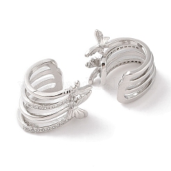 Brass Micro Pave Clear Cubic Zirconia Cuff Earrings for Women&nbsp;EJEW-I305-06P