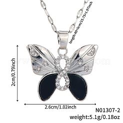 Brass Clear Cubic Zirconia Shiny Cute Cartoon Butterfly Pendant Dapped Chain Necklaces for Women&nbsp;DI0500-2