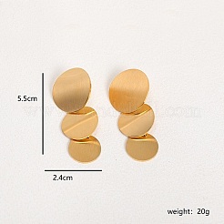 Brushed Round 201 Stainless Steel Dangle Stud Earring&nbsp;XW5128-1