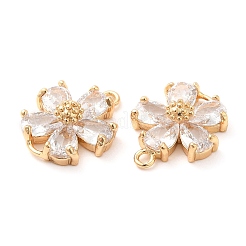 Brass Pave Clear Glass Connector Charms&nbsp;KK-F860-29G