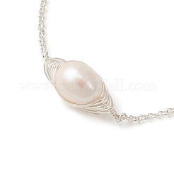 Natural Pearl Link Slider Bracelet&nbsp;BJEW-JB09449-01