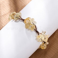 Adjustable Natural Yellow Quartz Braided Bead Bracelets for Women&nbsp;BJEW-U035-02J