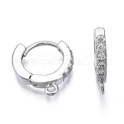 Brass Micro Pave Cubic Zirconia Huggie Hoop Earring Findings&nbsp;KK-T063-012P-NF