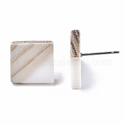 Resin & Wood Stud Earrings&nbsp;EJEW-N017-005A
