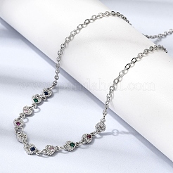 Brass Micro Pave Cubic Zirconia Heart Pendant Necklaces&nbsp;NJEW-B157-13P